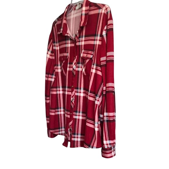 PASSPORT LONG SLV BUTTON  TOP, WOMENS, 3X, RED WHITE NAVY BLUE PLAID, WESTERN - Picture 5 of 11